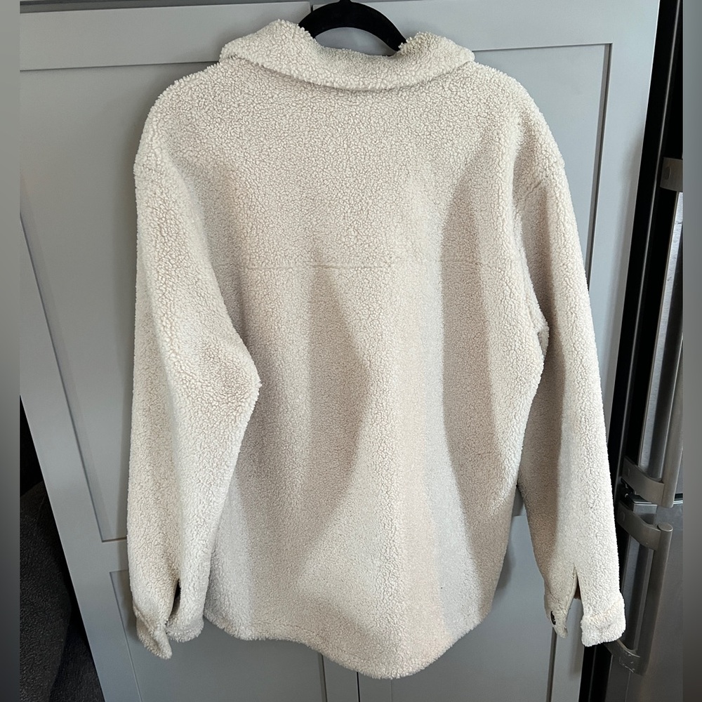 Zara Off-White Sherpa Jacket with Buttons - Picture 2 of 6